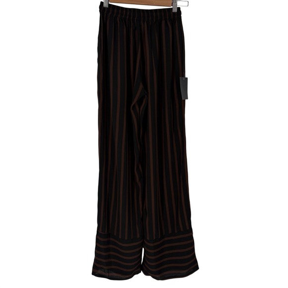 Faithfull the Brand Havana Striped Wide Leg Palazzo Pants Size S Espresso Black - Picture 2 of 10